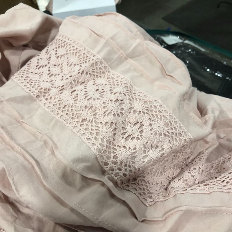 Photo 1 of Amrapur Overseas | 4-Piece 100% Microfiber Crochet Lace Bed Sheet Set (Blush, Queen)