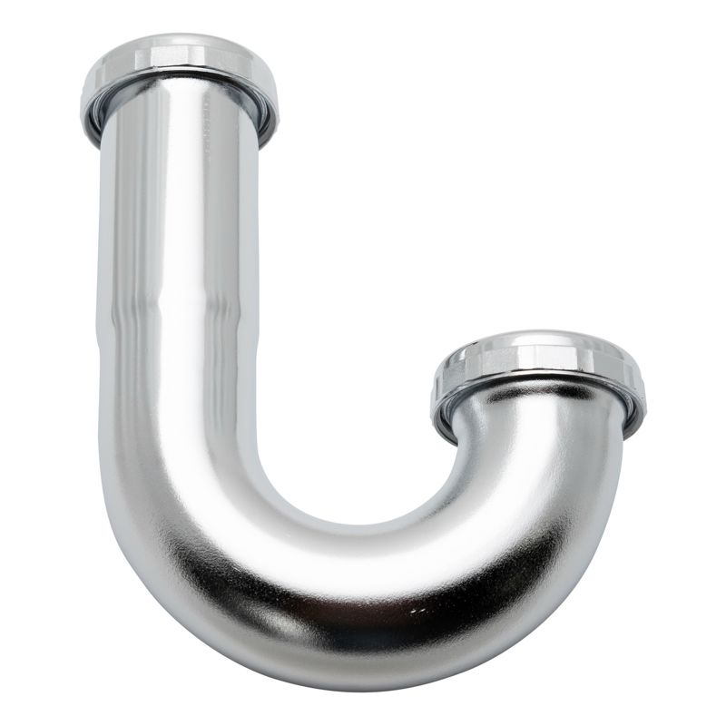 Photo 1 of 1-1/2 in. 22-Gauge Brass Sink Drain J-Bend, Chrome-Plated