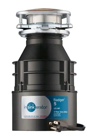 Photo 1 of Badger 5 Standard Series 1/2 HP Continuous Feed Garbage Disposal with Power Cord