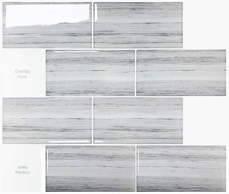 Photo 1 of 5 Sheets Peel and Stick Wall Tile Stickers for Kitchen, Waterproof Backsplash Tiles 3D Vinyl Self Adhesive Tiles with Wood Grain Effect, Grey PVC Stick on Tiles for Bathroom