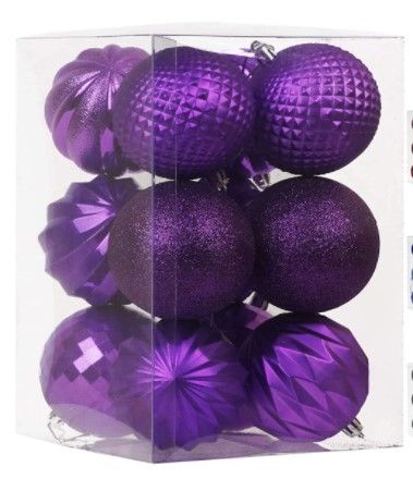Photo 1 of Christmas Balls Ornaments, Xmas Ball Baubles Set - Shatterproof Decorative Hanging Ornaments Baubles Set for Xmas Tree (Purple, 80mm/3.15")