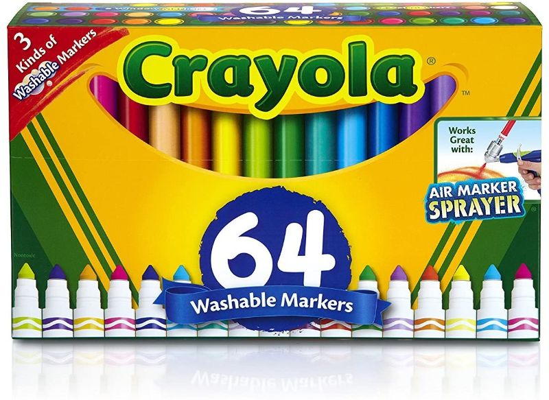 Photo 1 of Crayola Washable Marker Set, Gift for Kids, Gel Markers, Window Markers, Broad Line Markers, 64Count