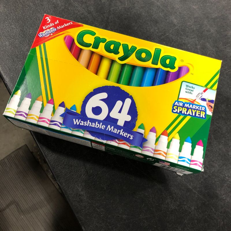 Photo 2 of Crayola Washable Marker Set, Gift for Kids, Gel Markers, Window Markers, Broad Line Markers, 64Count