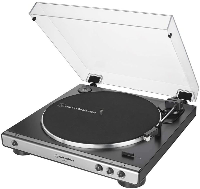 Photo 1 of Audio-Technica AT-LP60X-GM Fully Automatic Belt-Drive Stereo Turntable, Gunmetal/Black, Hi-Fi, 2 Speed, Dust Cover, Anti-Resonance, Die-Cast Aluminum Platter