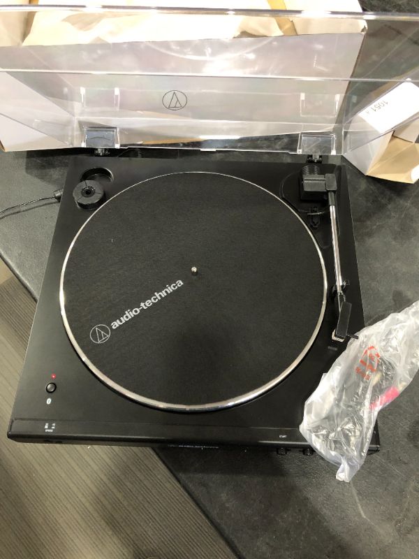 Photo 2 of Audio-Technica AT-LP60X-GM Fully Automatic Belt-Drive Stereo Turntable, Gunmetal/Black, Hi-Fi, 2 Speed, Dust Cover, Anti-Resonance, Die-Cast Aluminum Platter