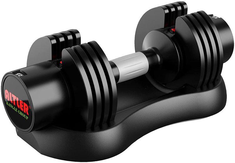 Photo 1 of ALTLER Adjustable Dumbbell, 25lb/44lb with Tray for Fitness, Fast Adjust Weight by Turning Anti-Slip Handle, Training Safety with 8 Lock Slots