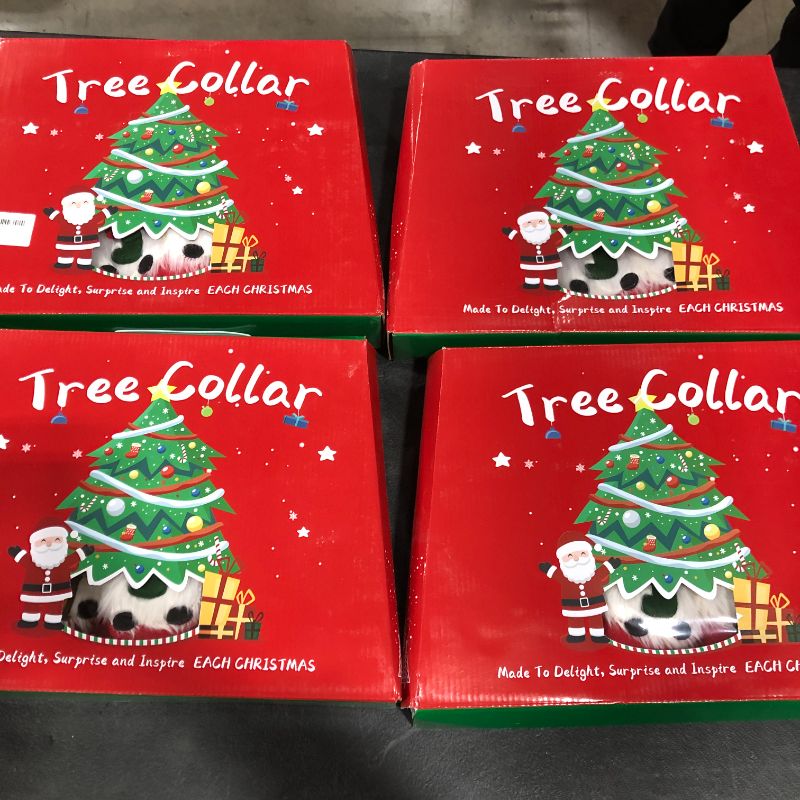 Photo 1 of 4pc Knitted Christmas Tree Collar 2021 Apron Acrylic Top Grade 30’’ Christmas Tree Ring Christmas Tree Skirt