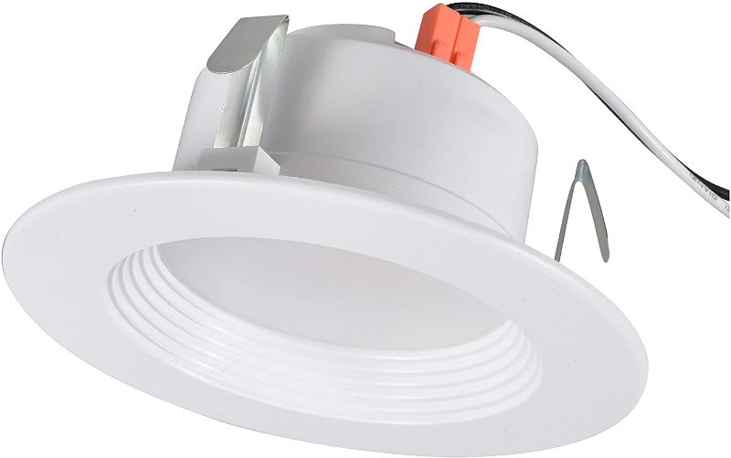 Photo 1 of 4" Recessed LED Downlight Kit, Efficient 7.5W, Medium E26 Base, 600 Lumens, 3000K, 80 CRI, White - 1 Pack