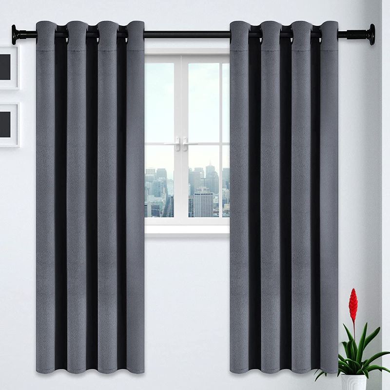 Photo 1 of Blackout Curtains for Bedroom - Grommet Thermal Insulated Room Darkening Curtains for Living Room, Set of 2 Panels (52 x 84 Inch, Grey)