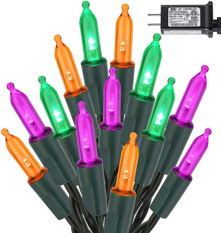 Photo 1 of 300 LED Orange&Purple&Green String Lights with Timer - 102ft 29V Extendable 8 Modes Mini Bulb Halloween String Light for Outdoor Indoor Decor, Window, Halloween Party Decorations