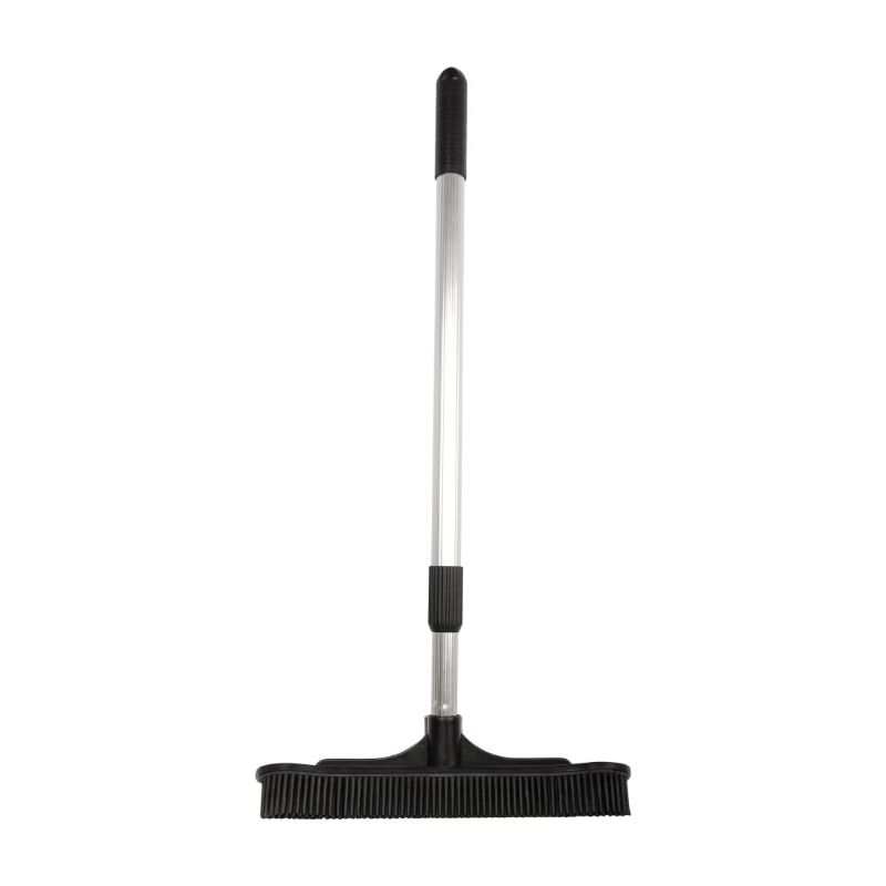 Photo 1 of ForPro Extendable Salon Broom, Non-Scratch Rubber Bristles, Aluminum Handle Adjustable to 51.5”, Ideal for Pet Hair, Lint, Dust, Dirt, Black