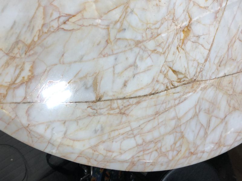 Photo 4 of LIGHT MARBLE CENTER TABLE 29H X 36W 21DIA BASE INCHES