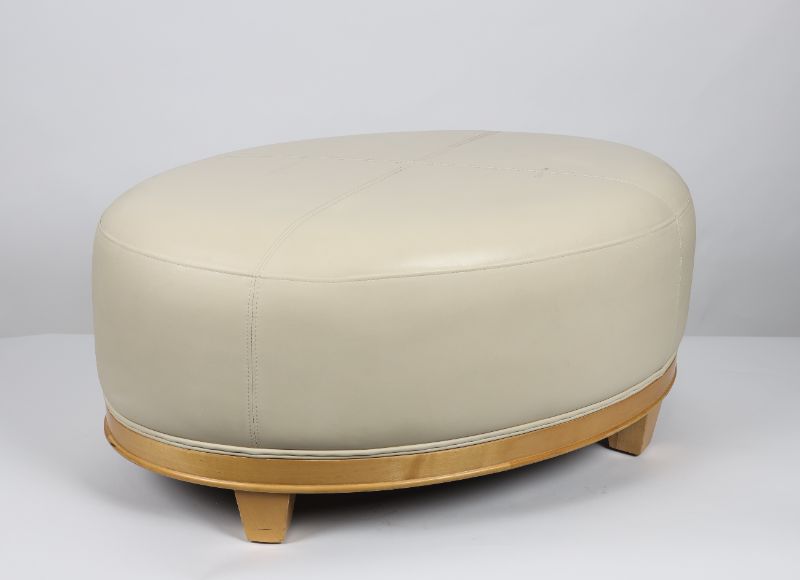 Photo 2 of CREME FAUX LEATHER OTTOMAN 38L X 25W