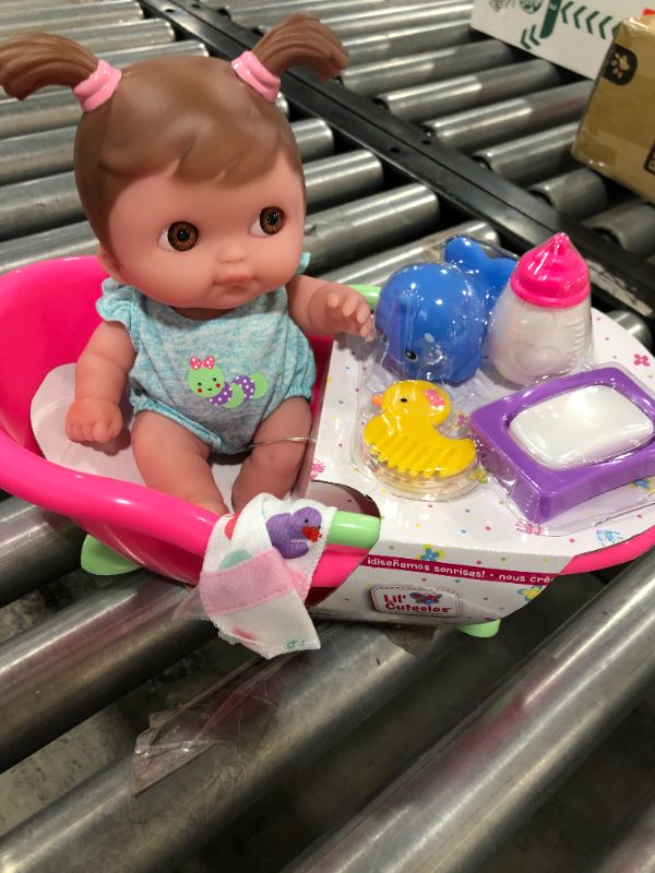 Photo 2 of JC Toys Lil Cutesies 9" All Vinyl Baby Doll Bath Time Gift Set Posable and Washable Removable Outfit Baby Bath and Accessories Ages 2+