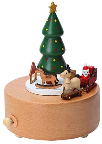 Photo 1 of AMOR PRESENT Christmas Music Box, Wooden Music Box Christmas Tree Girl Musical Box for Birthday Wedding Christmas