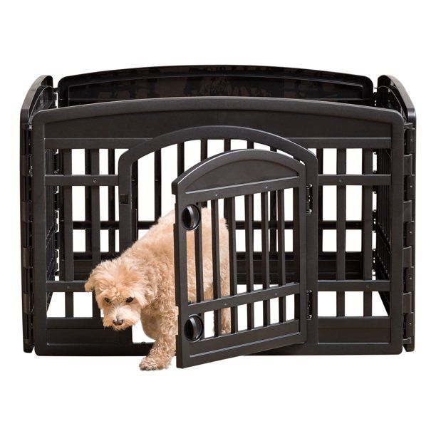 Photo 1 of 24'' 4-Panel Exercise Pet Playpen with Door, Black