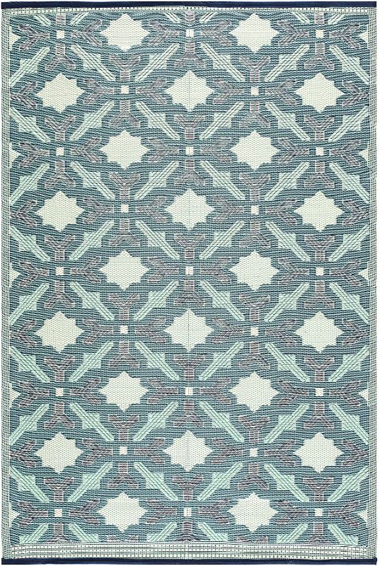 Photo 1 of Beverly Rug Outdoor Reversible Plastic Area Rug - 7'10" x 10' - Florida - Green/Blue
