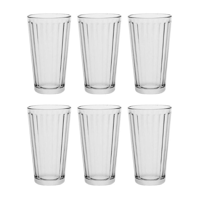 Photo 1 of AmazonCommercial Drinking Glasses, Fluted Highball - Set of 6, Clear, 13 oz
