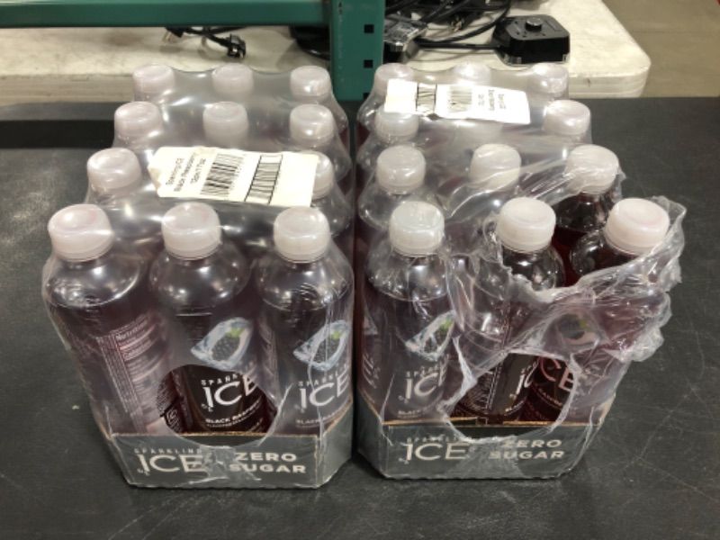 Photo 1 of LOT OF 2 CASES Sparkling ICE, Black Raspberry Sparkling Water, Zero Sugar Flavored Water, with Vitamins and Antioxidants, Low Calorie Beverage, 17 fl oz Bottles (Pack of 12)
** BEST BY: 03/2022***