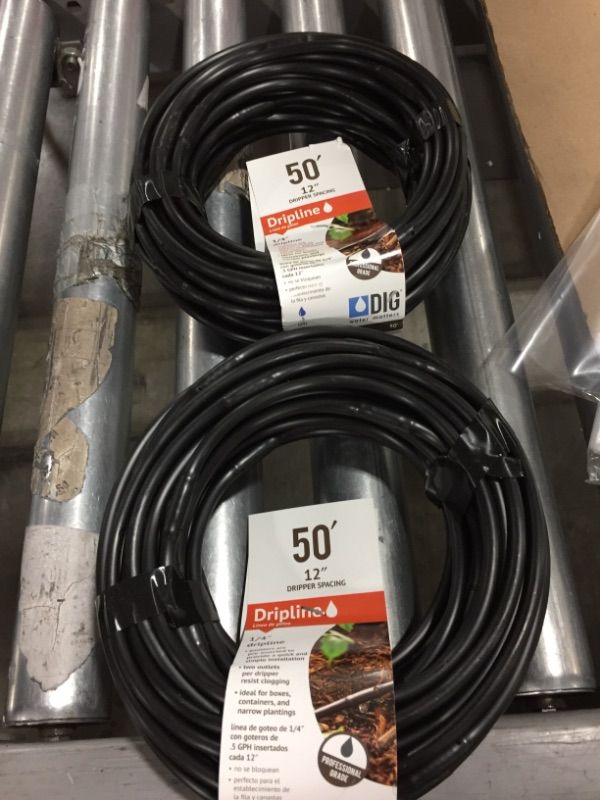 Photo 2 of 2 Pack of DIG SH50 1/4" x 50' GPH Every 12' Black Soaker Hose Drip Line
