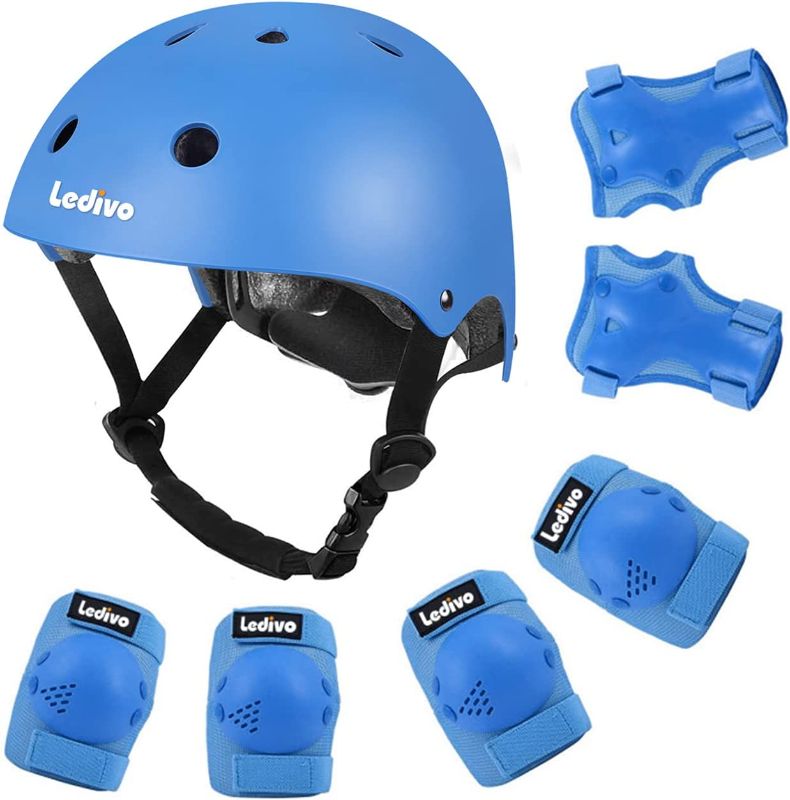 Photo 1 of Ledivo Kids Adjustable Helmet Suitable for Ages 3-14 Years Toddler Boys Girls, Sports Protective Gear Set Knee Elbow Wrist Pads for Bike Bicycle Skateboard Scooter Rollerblading
