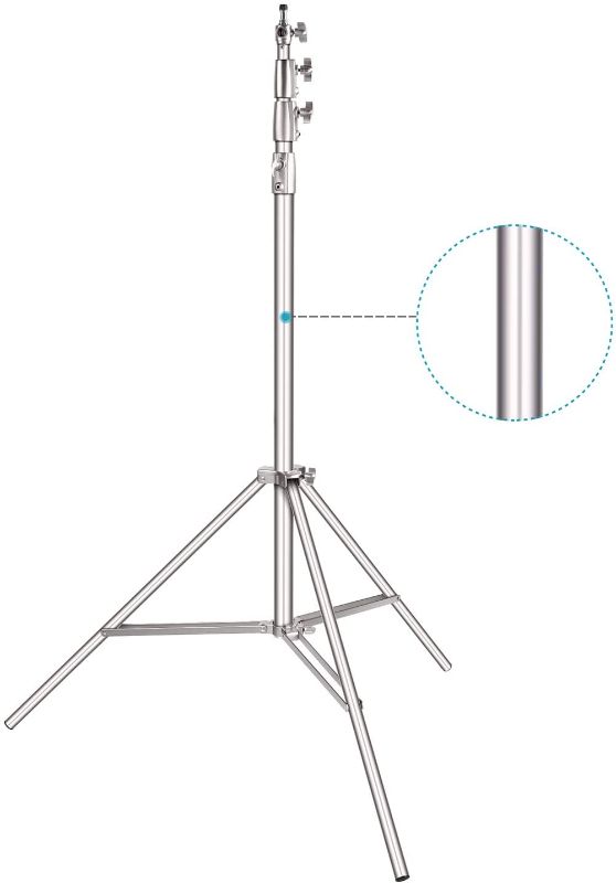 Photo 1 of Neewer Heavy-Duty Light Stand 13 Feet/4 Meters Spring Cushioned Aluminum Alloy Pro Photography Tripod Stand Photo Studio Adjustable Light Stand for Photography Lighting Equipment (Silver)
