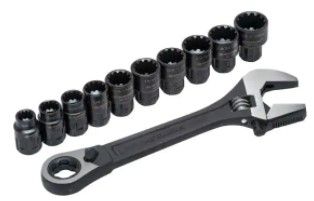 Photo 1 of 3/8 in. Drive Pass-Thru Adjustable Wrench Set (11-Piece)** MISSING 2 SOCKETS!**