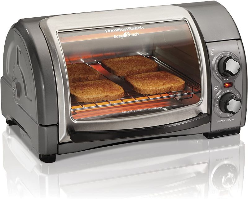 Photo 1 of Hamilton Beach 31344D Easy Reach With Roll-Top Door Toaster Oven 4-Slice Silver
