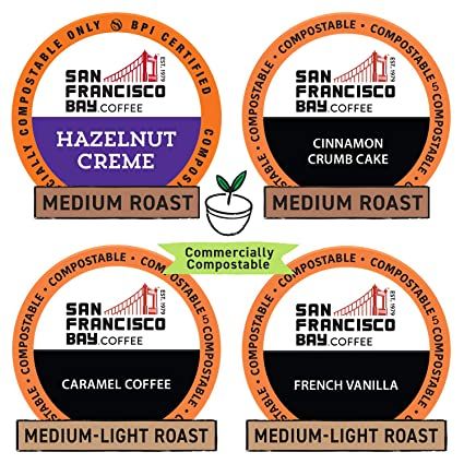 Photo 1 of SF Bay Coffee OneCUP Flavored Variety Pack 40 Ct Compostable Coffee Pods, K Cup Compatible including Keurig 2.0 (Packaging May Vary)
