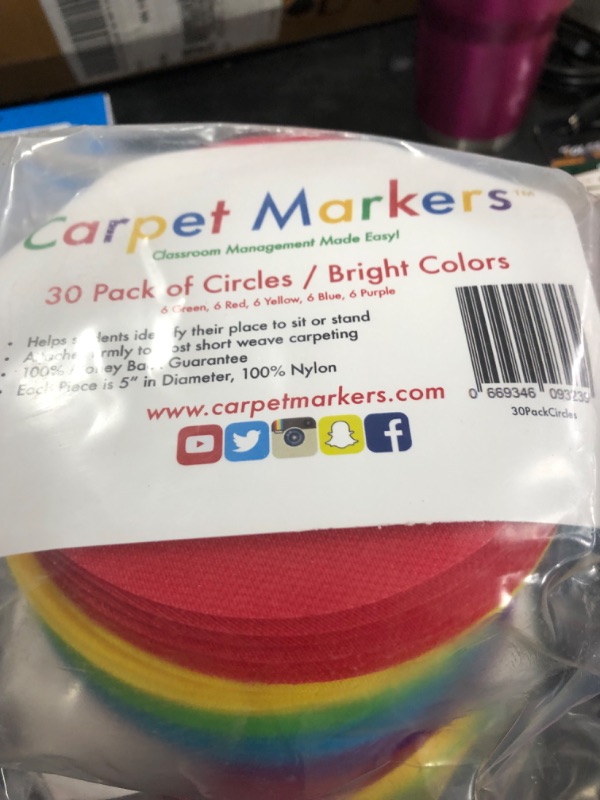 Photo 1 of 4" Carpet Spots Markers, Hotpai 30 Pack Sitting Classroom Floor Mark Spots, 5 Colors Rug Circles Marker Hook Dots with Numbers 1-30 for Preschool, Kindergarten, Elementary Teachers Kids Educate
