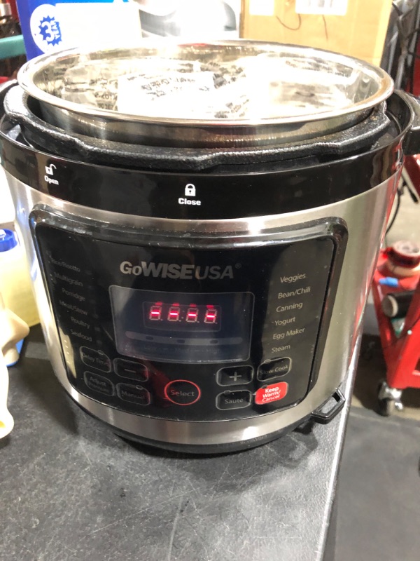 Photo 2 of GoWISE USA GW22711 6-Quart 12-in-1 Multi-Use Programmable Pressure Cooker, Slow Cook, Rice, Steamer, Saute, Yogurt Maker, and Warmer, Stainless Steel, 6-Qt
