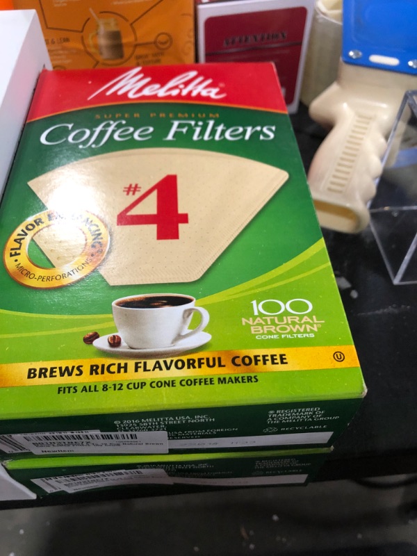 Photo 2 of  2PCS Melitta 624602#4 8 To 12 Cup Natural Brown Cone Coffee Filters 100 Count
