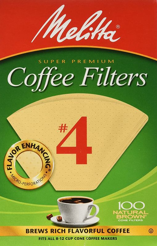 Photo 1 of  2PCS Melitta 624602#4 8 To 12 Cup Natural Brown Cone Coffee Filters 100 Count
