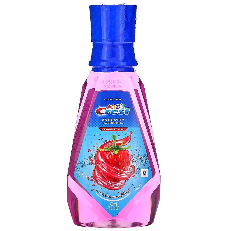 Photo 1 of Crest Rinse Anti-Cavity Fluoride Strawberry 16.9 Ounce (500ml) (2 Pack)
