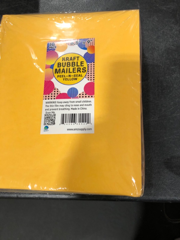 Photo 2 of 10 Pack Yellow Kraft Bubble Mailers 6.5? x 9? #0 Self Sealing Cushion Paper Padded Envelopes
