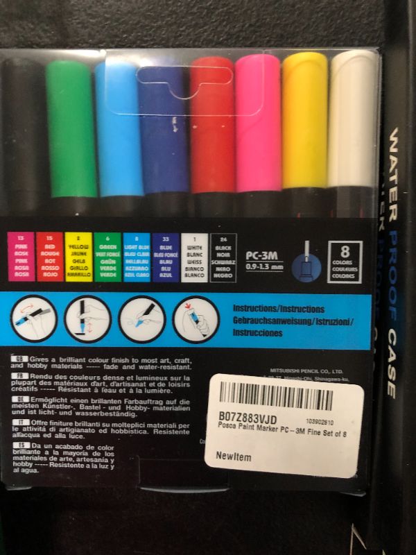 Photo 2 of Posca Acrylic Paint Marker Set, 8 Fine Colors, PC-3M, Version 2
