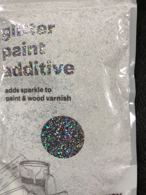 Photo 2 of Hemway Glitter Paint Additive 100g / 3.5oz Crystals for Acrylic Emulsion Paint - Interior Wall, Furniture, Ceiling, Wood, Varnish, Matte - Chunky (1/40" 0.025" 0.6mm) - Silver Holographic
