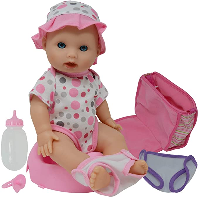 Photo 1 of Drink and Wet Potty Training Baby Doll posable Dolls with Pacifier, Bottle, and Diapers - Helps Toilet Training for Kids (caucasian)
