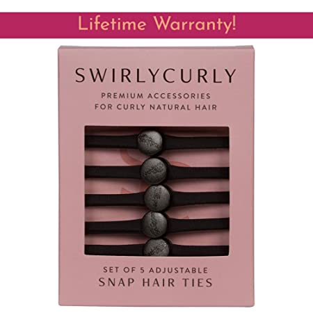 Photo 1 of Snap Hair Ties for Thick, Natural, Curly Hair | No Slip, No Tension Pro Hair Tie | Strong Ponytail Holder (5 Pack, Black)
