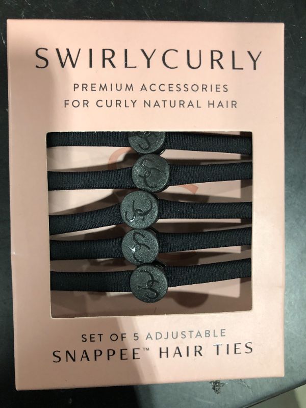 Photo 2 of Snap Hair Ties for Thick, Natural, Curly Hair | No Slip, No Tension Pro Hair Tie | Strong Ponytail Holder (5 Pack, Black)
