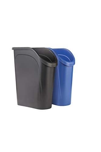 Photo 1 of Rubbermaid 6.4G Undercounter Wastebasket 2 Pack, Blue and Black for Dual Stream Waste and Recycling
