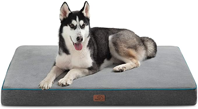 Photo 1 of  - Washable Dog Bed for Crate with Waterproof Liner and Removable Cover - Plush Flannel Fleece Top Pet Bed with Nonskid Bottom for Medium, Large and Extra Large Dogs