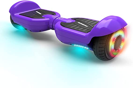 Photo 1 of Voyager HoverBeam Purple Hoverboard with Light-up Wheels and Footboard, 185lb limit.
