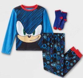 Photo 1 of Boys' Sonic the Hedgehog 3pc Cozy Pajama Set with Socks -
LARGE
