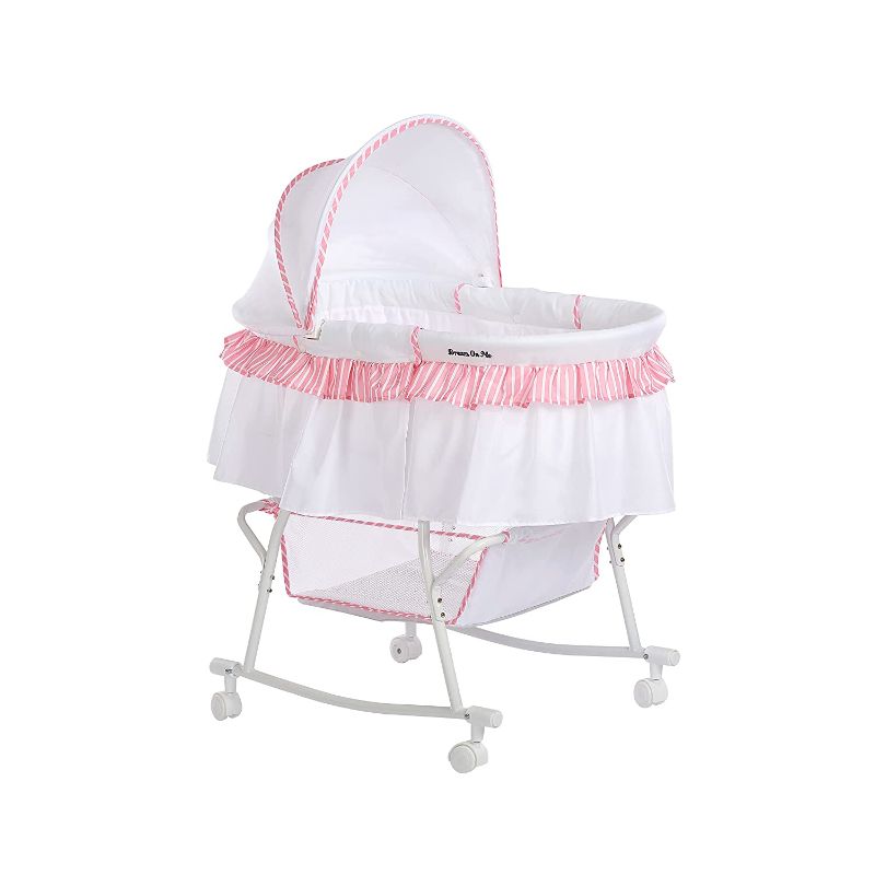 Photo 1 of Dream On Me Lacy Portable 2-in-1 Bassinet, Pink/White
