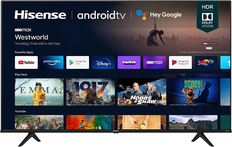 Photo 1 of Hisense 55A6G 55-Inch 4K Ultra HD Android Smart TV with Alexa Compatibility (2021 Model), Black, TV & Controller  