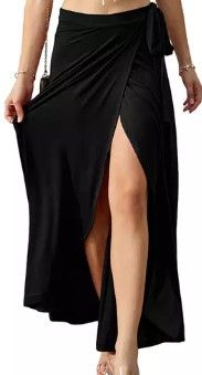 Photo 1 of WOMEN'S FASHION  LONG BLACK SKIRT
FRONT SLIT
size: 0XL