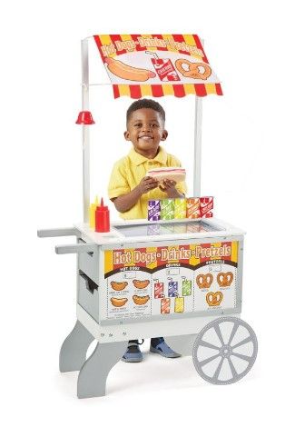 Photo 1 of Melissa & Doug Wooden Snacks and Sweets Food Cart - 40+ Play Food pc, Reversible Awning

