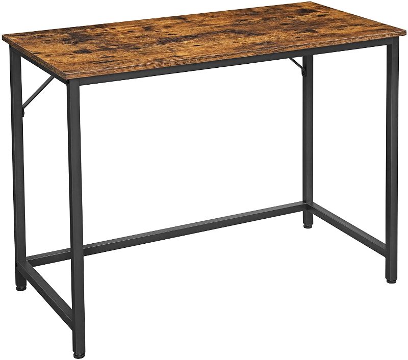 Photo 1 of VASAGLE 39-Inch Computer Writing Desk, Home Office Small Study Workstation, Industrial Style PC Laptop Table, Steel Frame, 39.4 x 19.7 x 29.5, Rustic Brown + Black
