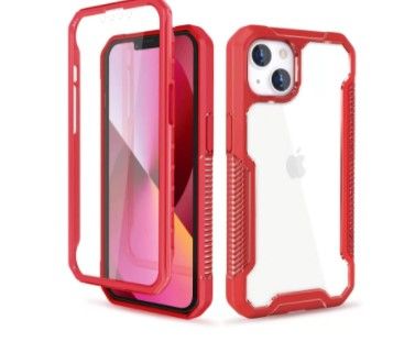 Photo 1 of Togestar BlackWarrior Series for iPhone 13 Case, [Built-in Touch-Sensitive Screen Protector], Clear 360° Full Body Flexible TPU Bumper Heavy Duty Protective Cover, RED
